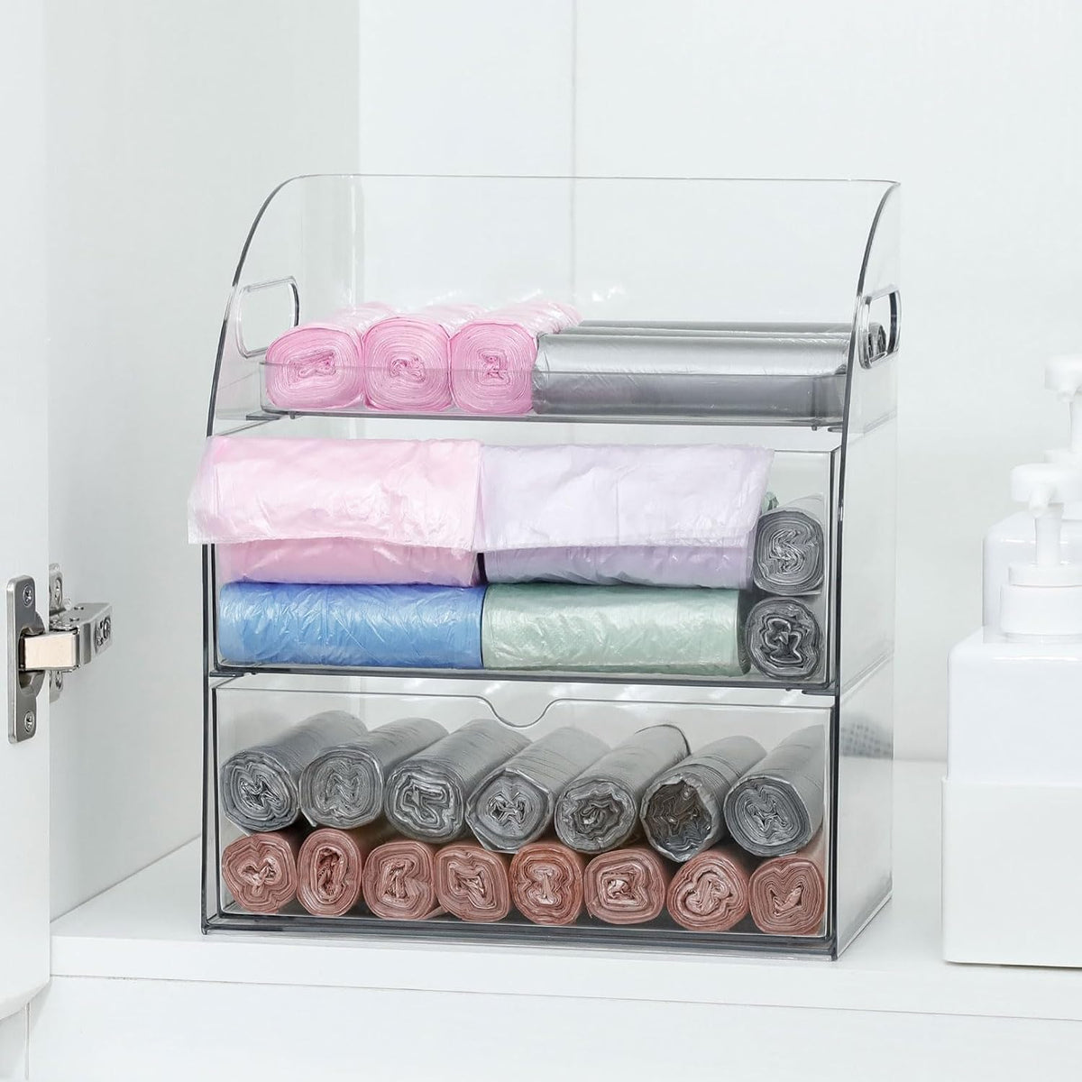 Clear Kitchen and Pantry Organizer with Drawers, Plastic