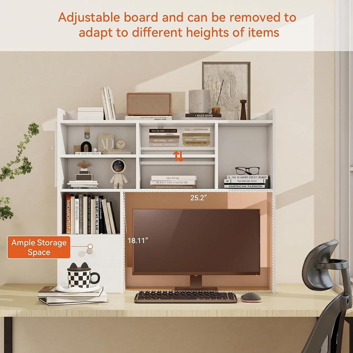 ELECWISH Desktop Bookshelf, Desk Shelf for Computer Desk, 36”, 7 Tier