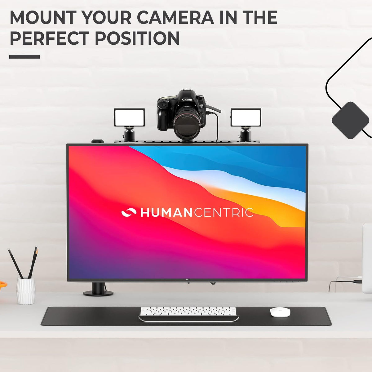 HumanCentric DSLR Monitor Mount Large, Desk Camera, Webcam & Mic Shelf