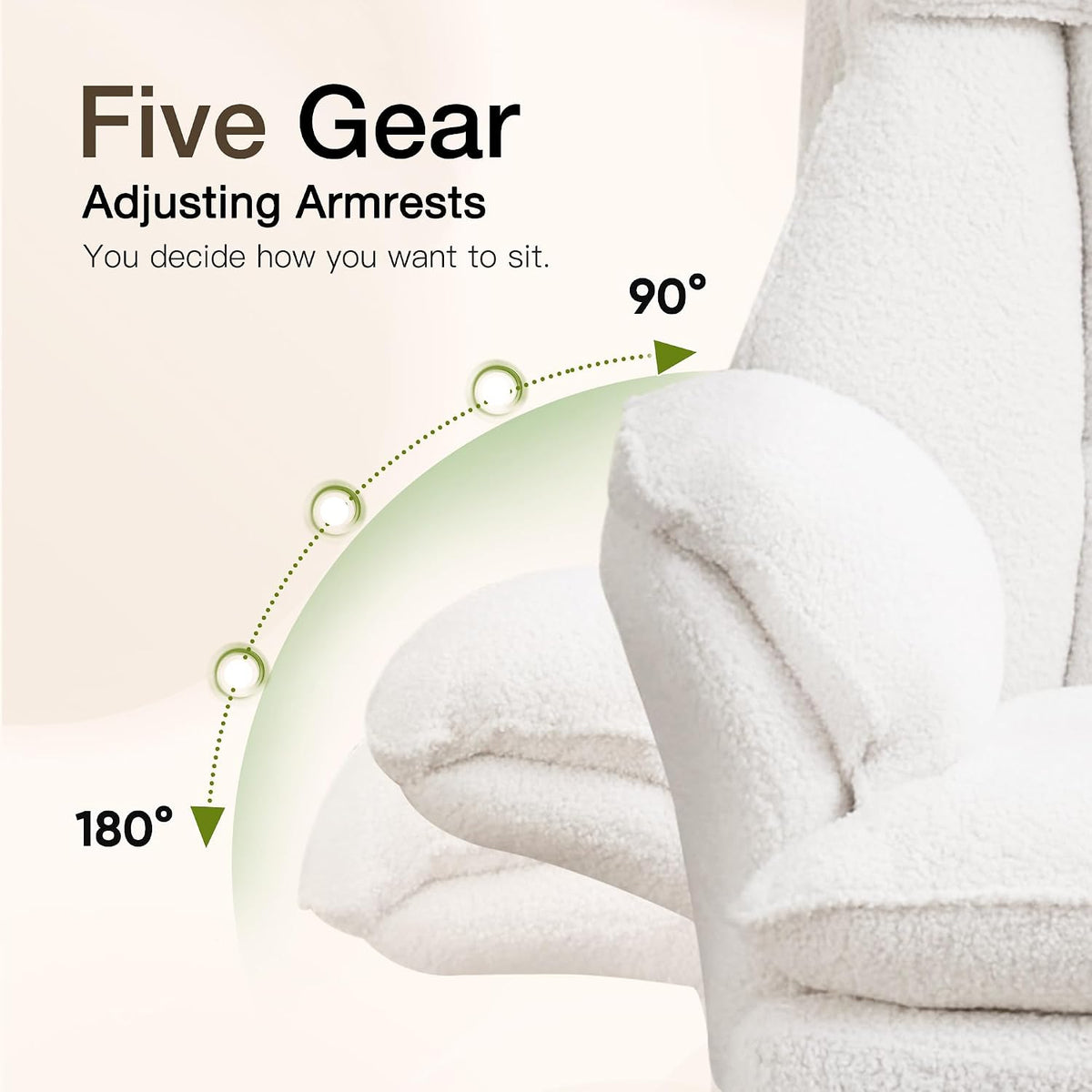 JOMEED Cloud Cross Legged Office Chair with Footrest,Flip Armrest,White