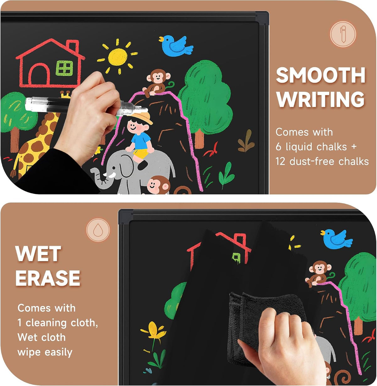 SELEAD Magnetic Chalkboard 72 x 48 Inches - Black Aluminum Frame