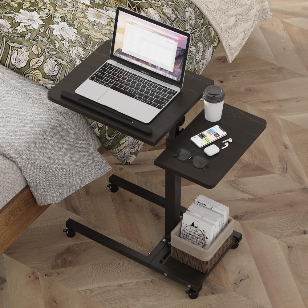LINGMI Mobile Height Adjustable Laptop Desk with Mouse Pad, Portable Laptop D...