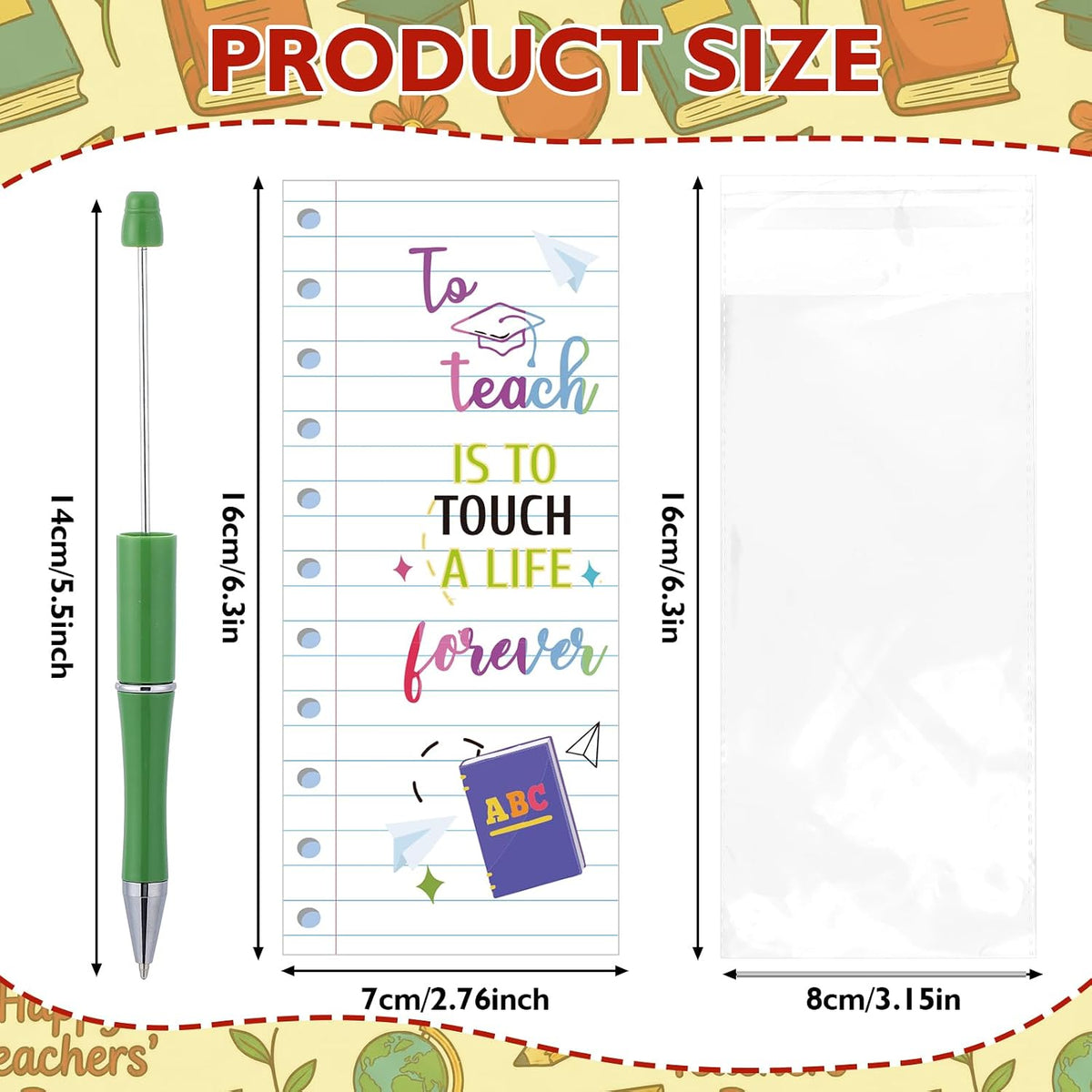 50 Sets Teacher Pen Kits: Teacher DIY Refillable Beadable Pens Set