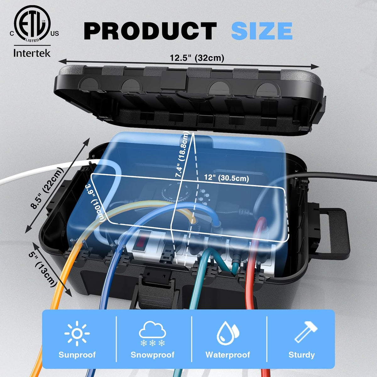 Flemoon Large Outdoor Electrical Box (12.5 x 8.5 x 5 inch), IP54 Waterproof E...