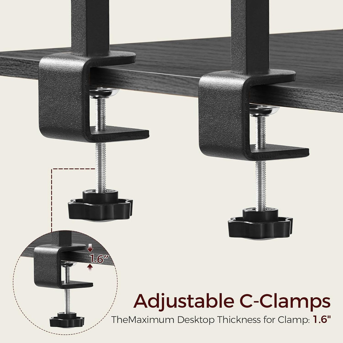 MAHANCRIS Clamp on Desk Corner Organizer, 3-Tier Desktop Shelf, Adjustable De...