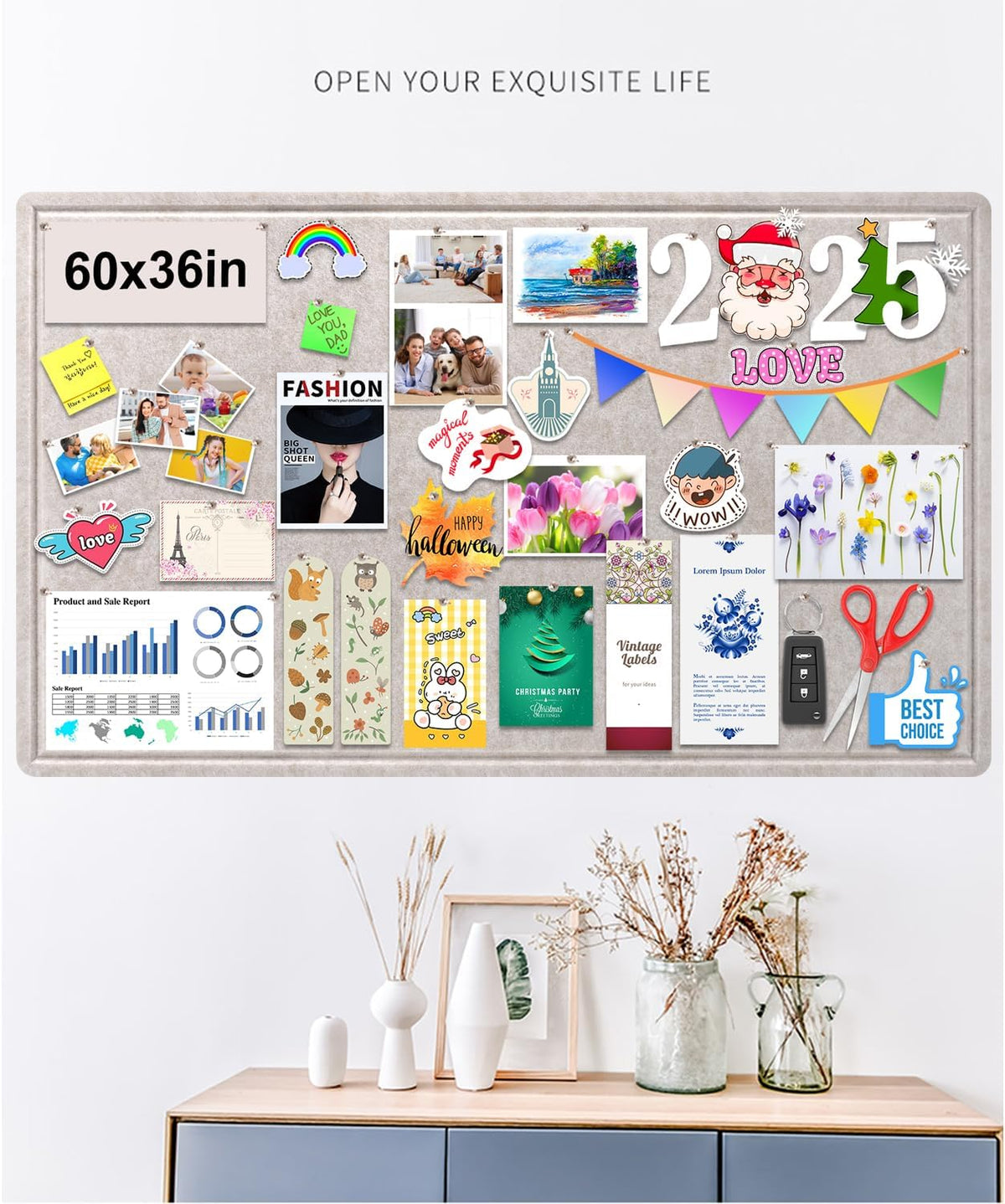 Large Bulletin Board, Foldable 60x36 Inches Cork Board Alternative, Large Fel...