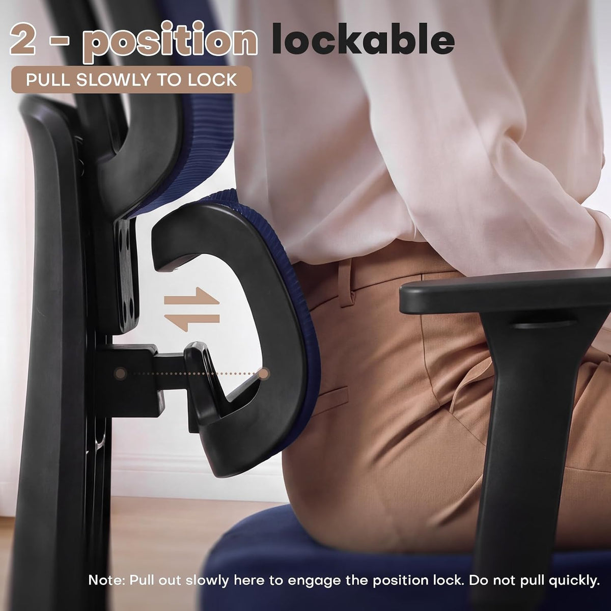 Ergonomic Office Chair with Headrest, Lumbar Support and Footrest, Navyblue