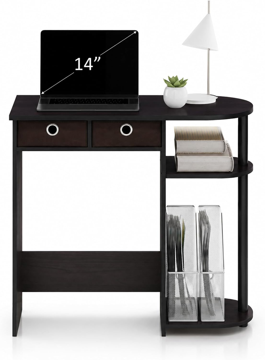 Furinno Go Green 32-Inch Computer Desk with 2-Tier Shelf, Dark Mocha