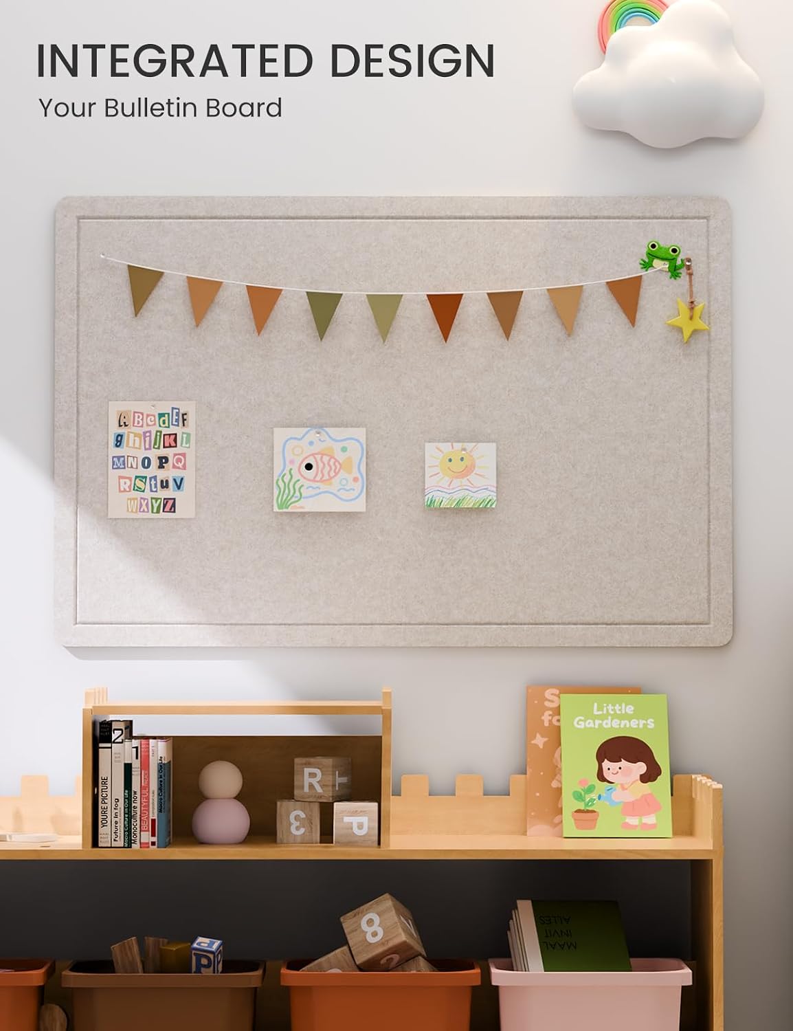Fluxynara Felt Bulletin Board,35.4"x23.6", Oatmeal