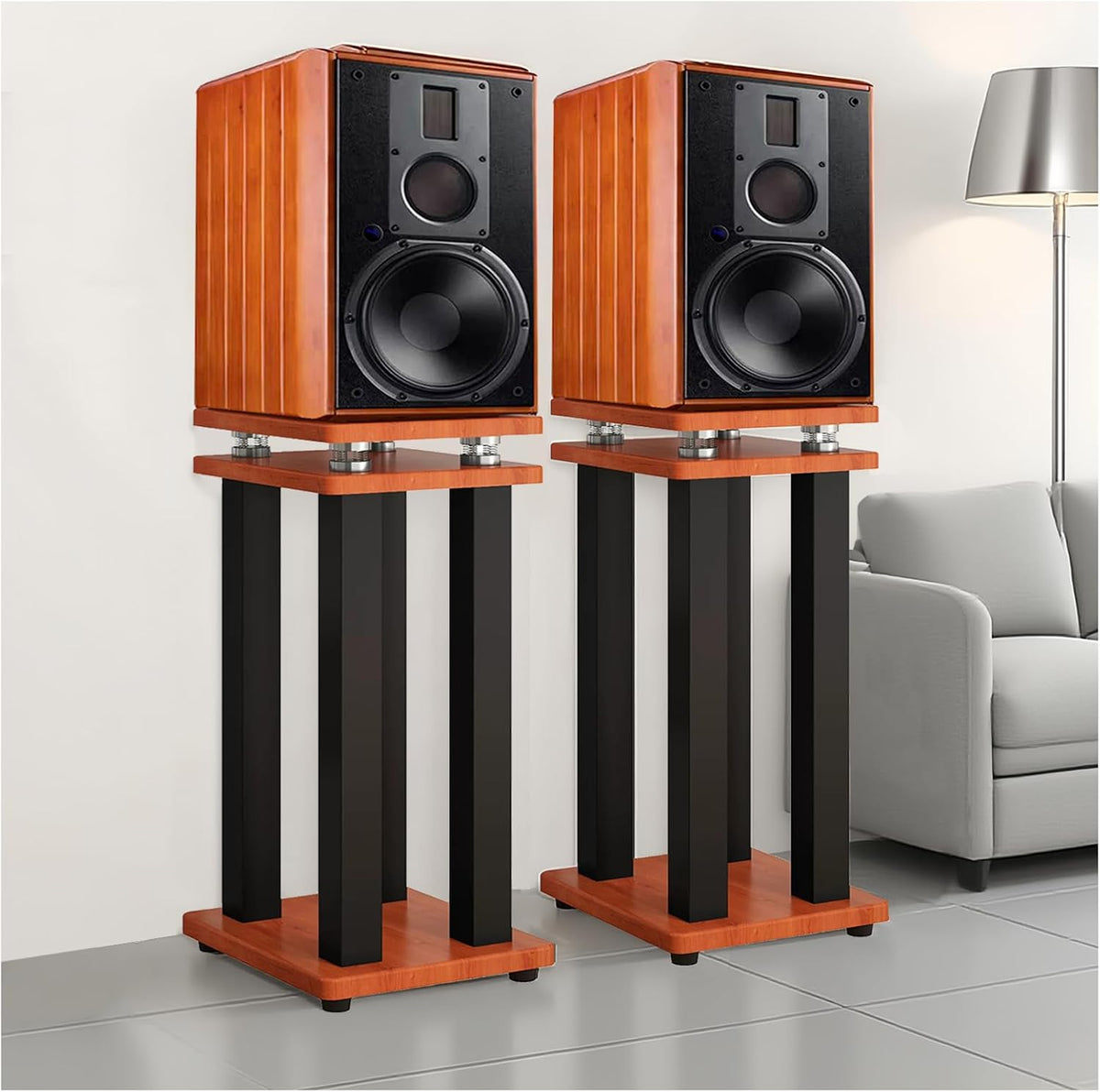 17 Inch Spring Isolation Speaker Stands, Heavy Duty 110lbs Pair