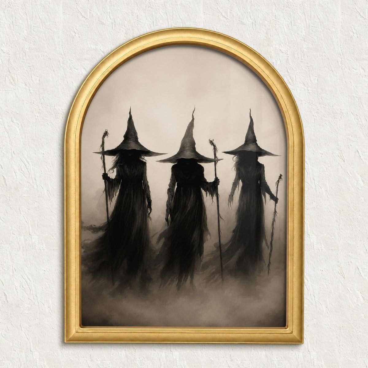 Wheatwin Halloween Witch Decor Wall Art, Spooky Arched Framed Wall Art