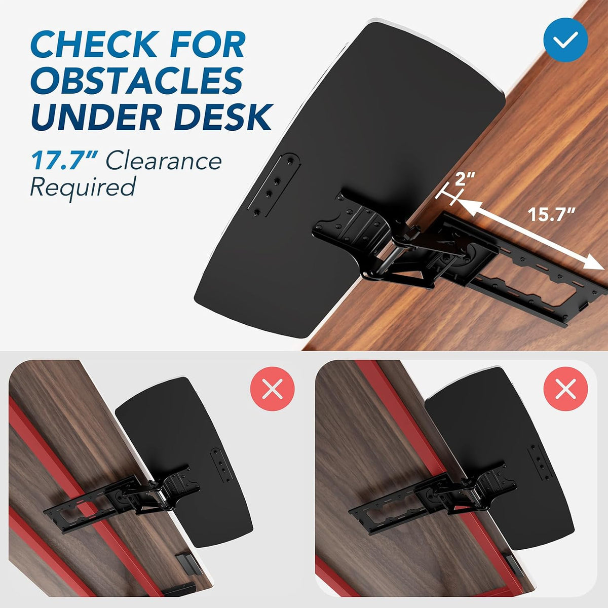 AX WABER Keyboard Tray Under Desk with Storage Drawer, Height Adjustable Keyb...
