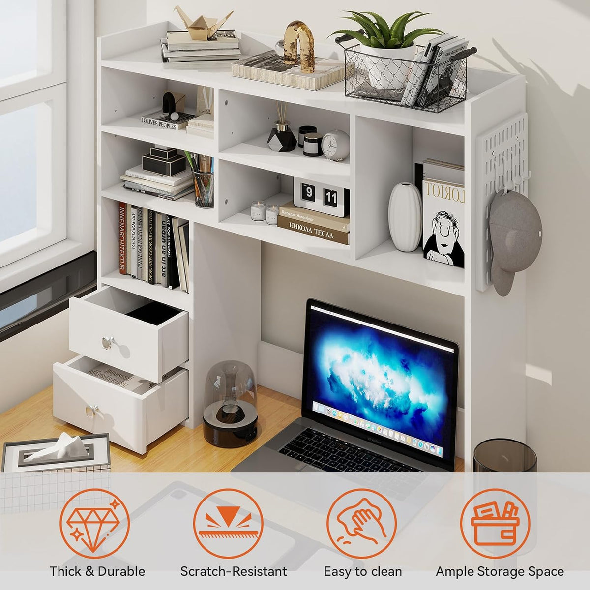 ELECWISH Desktop Bookshelf, Desk Shelf for Computer Desk, 36”, 7 Tier