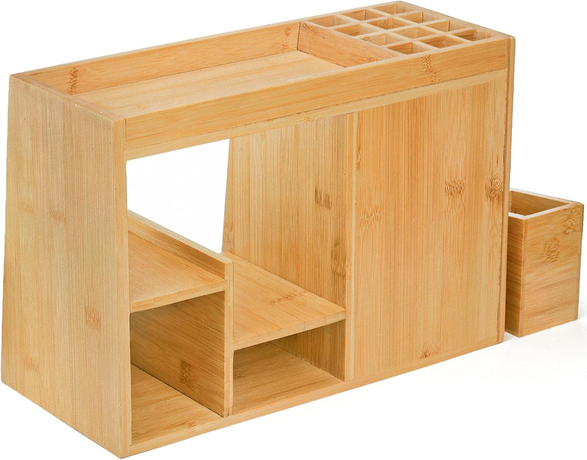 Elsjoy Large Countertop Bamboo Makeup Organizer with 3 Drawers, 12-Grid Lipst...