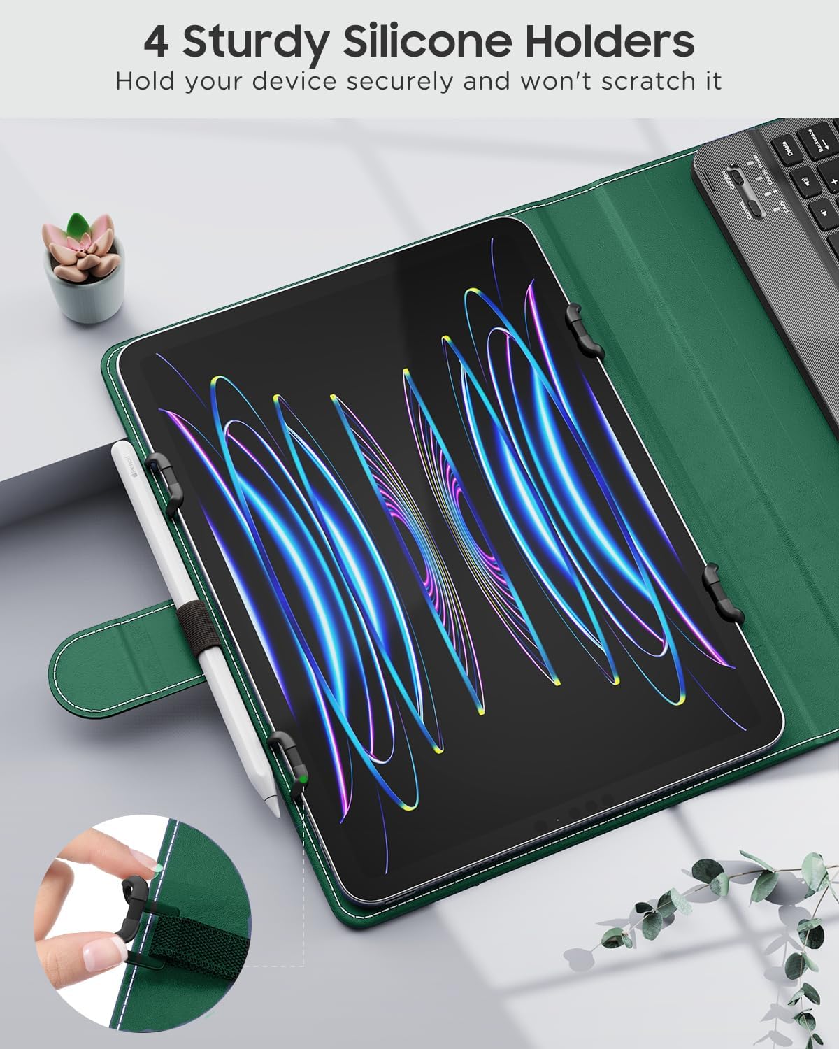 MoKo Universal QWERTY Keyboard Case Fit 9-11 Inch Tablets,Verde Scuro