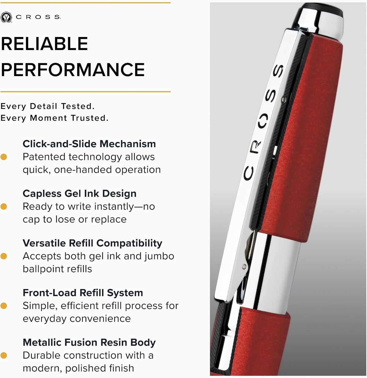 Cross Edge Formula Red Selectip Rollerball Pen, Medium Point, Black Ink