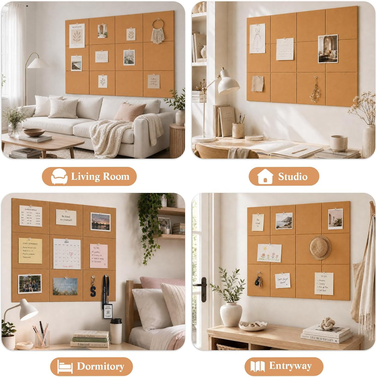 48" x 36" Decorative Bulletin Boards, Large Cork Board Alternative ...