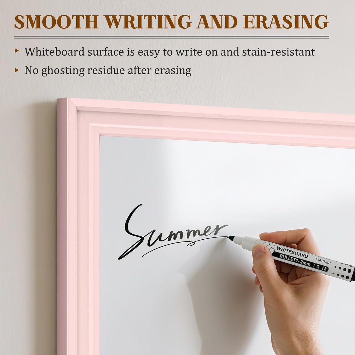 White Board for Wall, 24'' x 18'' Magnetic Dry Erase Board, Pink