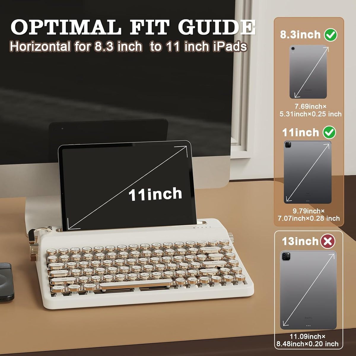 YUNZII QL75 Retro Typewriter Hot Swap RGB Keyboard (White, Onyx Switch)