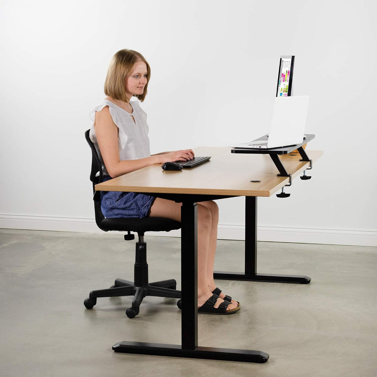 VIVO Clamp-on Small 40 in Ergonomic Desk Shelf