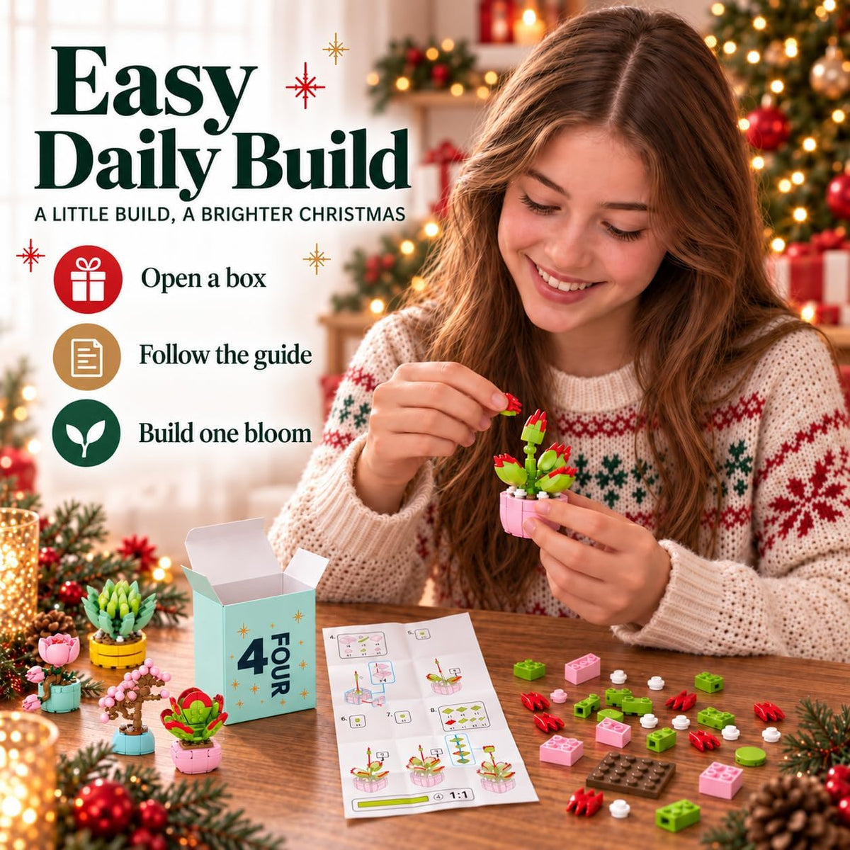 Advent Calendar 2026 Adult Women - 24 Days of Building Blocks Pink