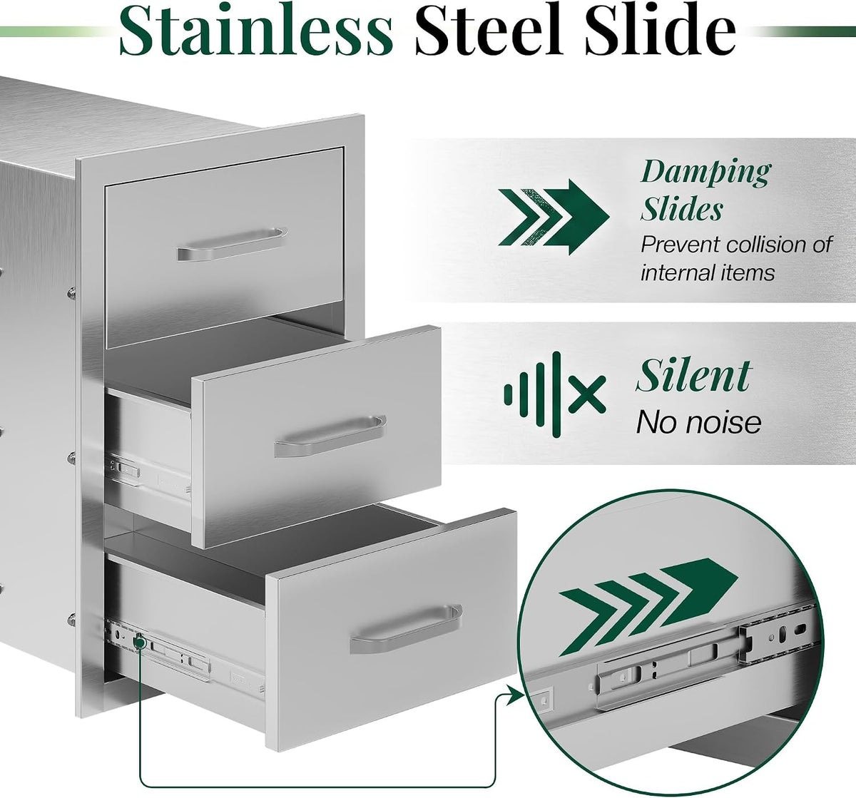 Jocisland 14-Inch Stainless Steel Outdoor Kitchen Drawer Cabinet