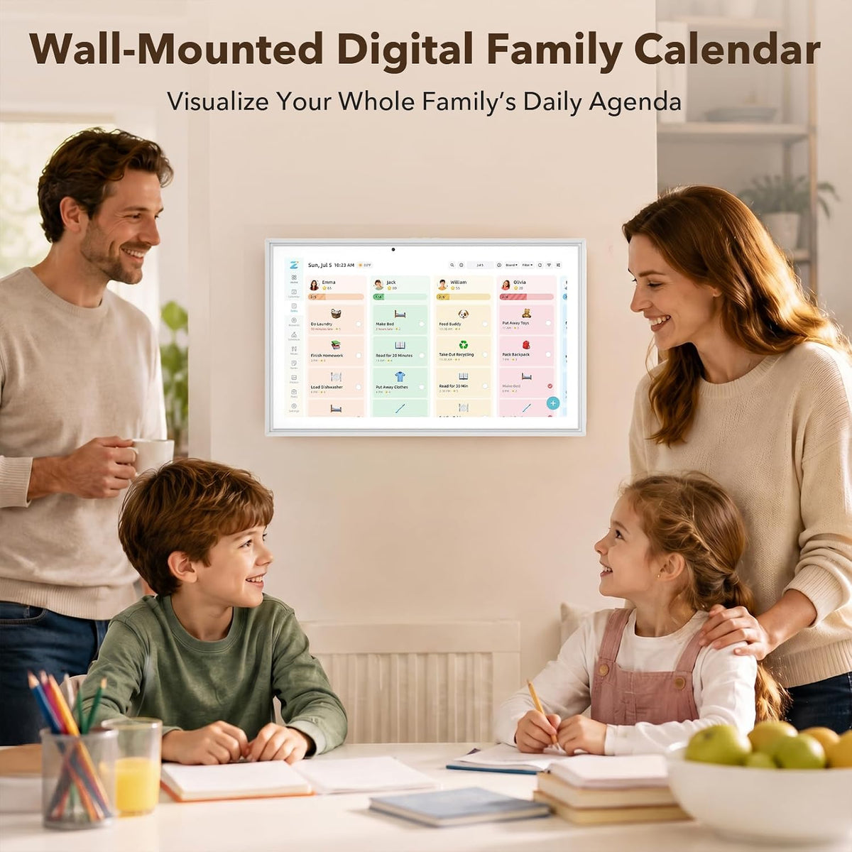 15.6" Touchscreen Digital Calendar Household Chores Schedule, White