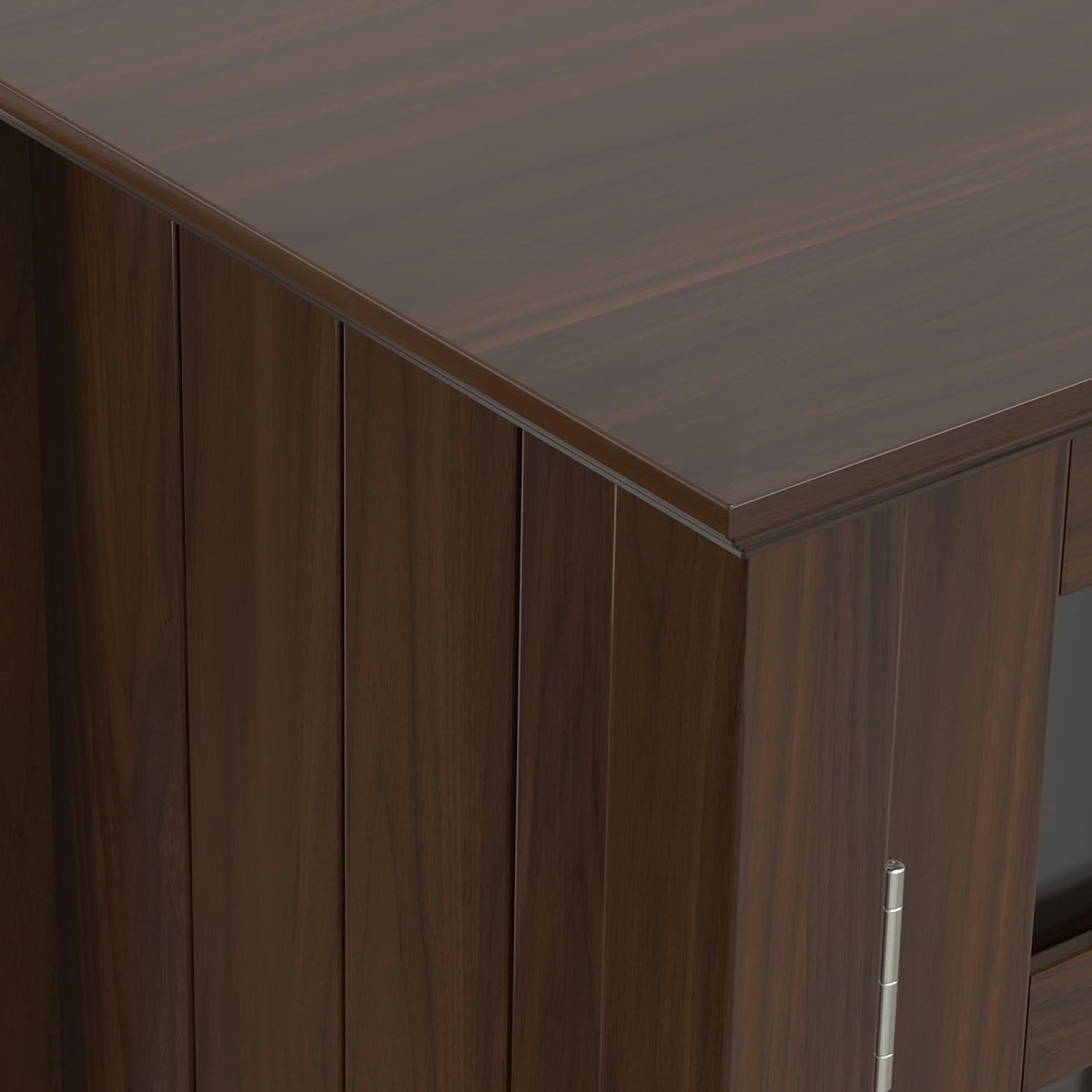 SIMPLIHOME Bedford 39" Wide Solid Wood Cabinet in Brunette Brown