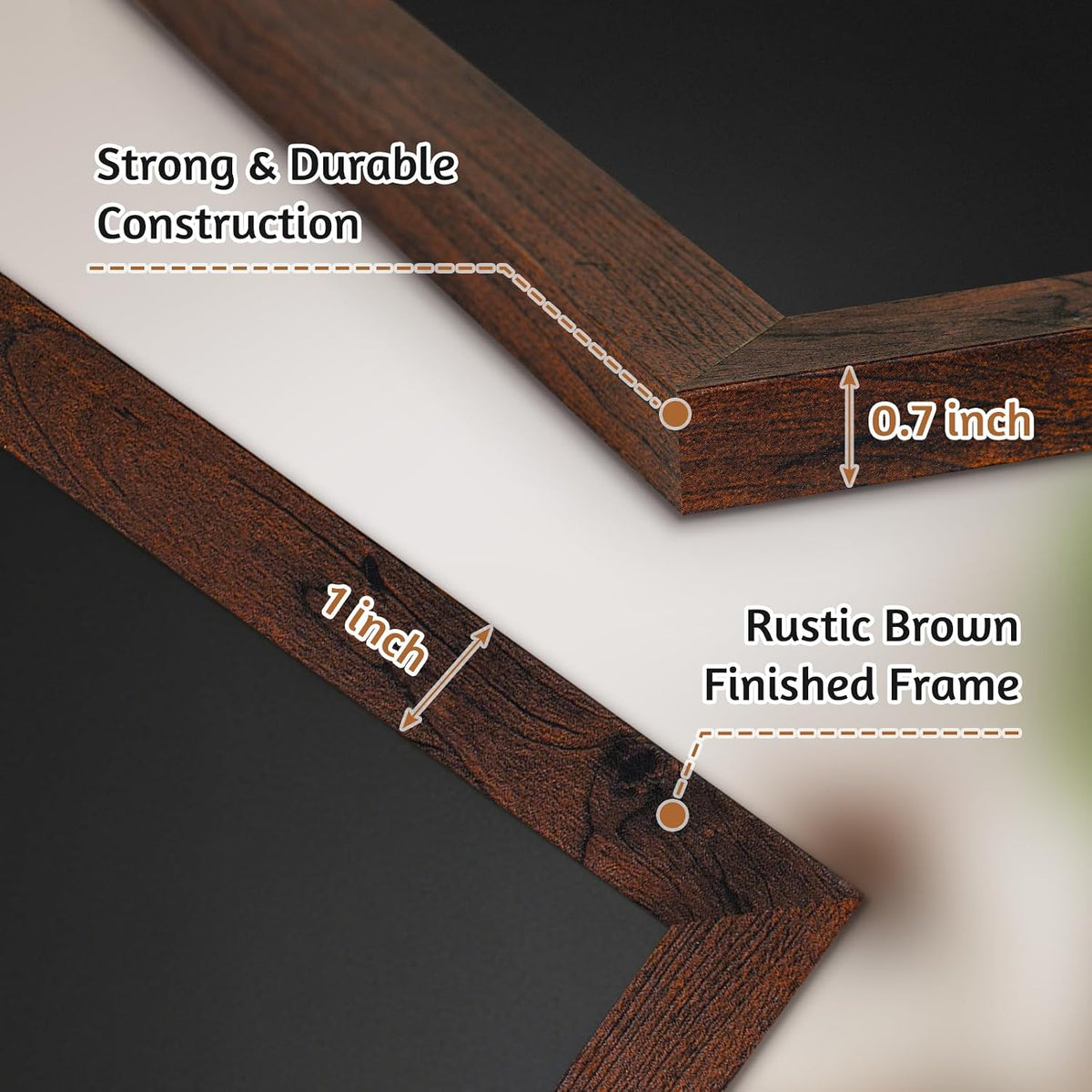 4 THOUGHT Large Magnetic Chalk Board 48" x 36", Rustic Brown