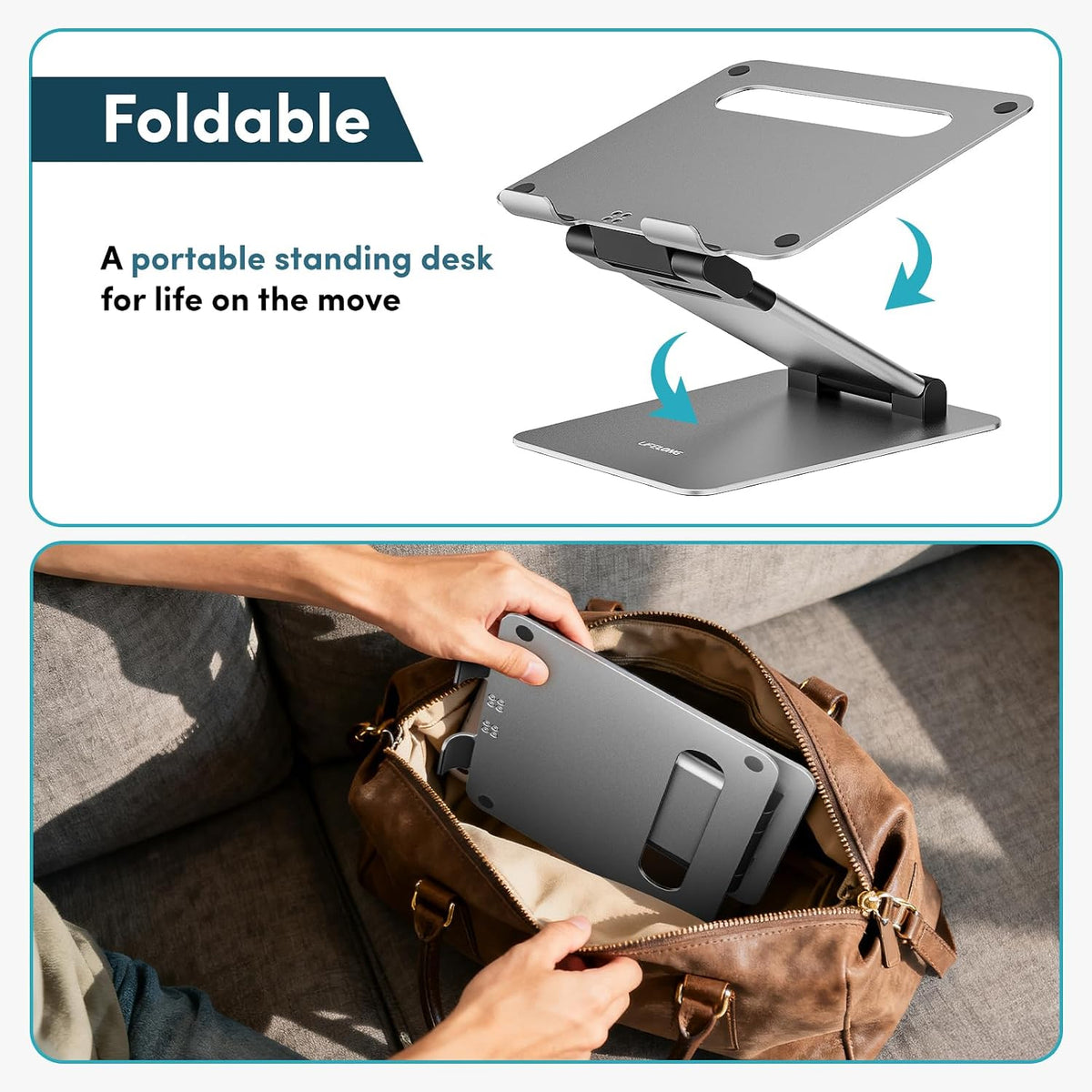 Lifelong Aluminum Adjustable Laptop Stand, Extra Tall 20" Riser, Grey