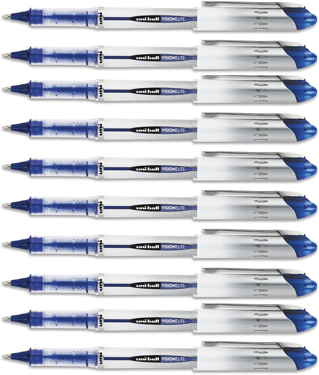 uniball Vision Elite Roller Ball Pen,Blue Ink, Bold 10 Pens Per Order (69024)