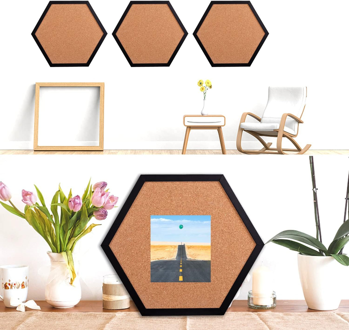 Cork Board Bulletin Board, Cork Boards for Walls with Frame, Pin Board for Wa...