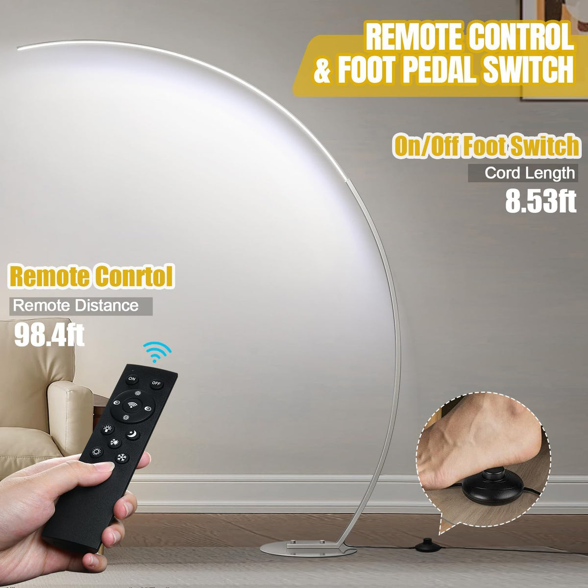 Dimmable LED Floor Lamp with 3 Color Temperatures, Ultra Bright 2000LM Brushe...