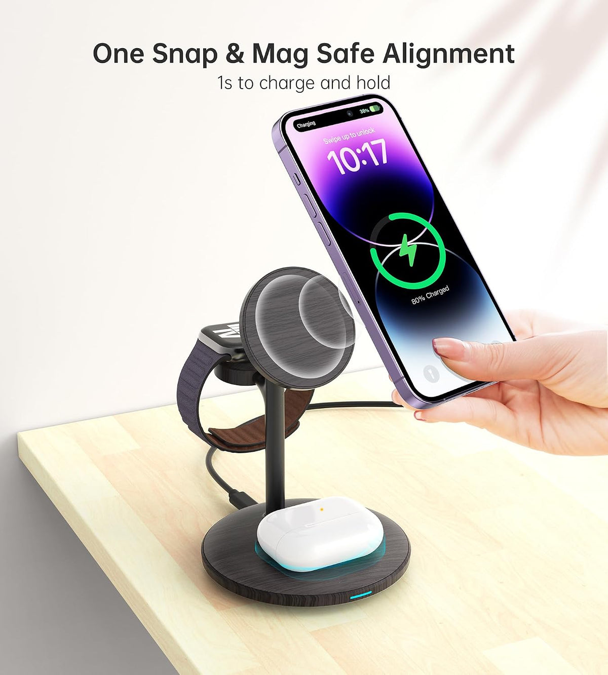3 in 1 Magnetic Wireless Charging Station for Apple Devices,15W for Magsafe
