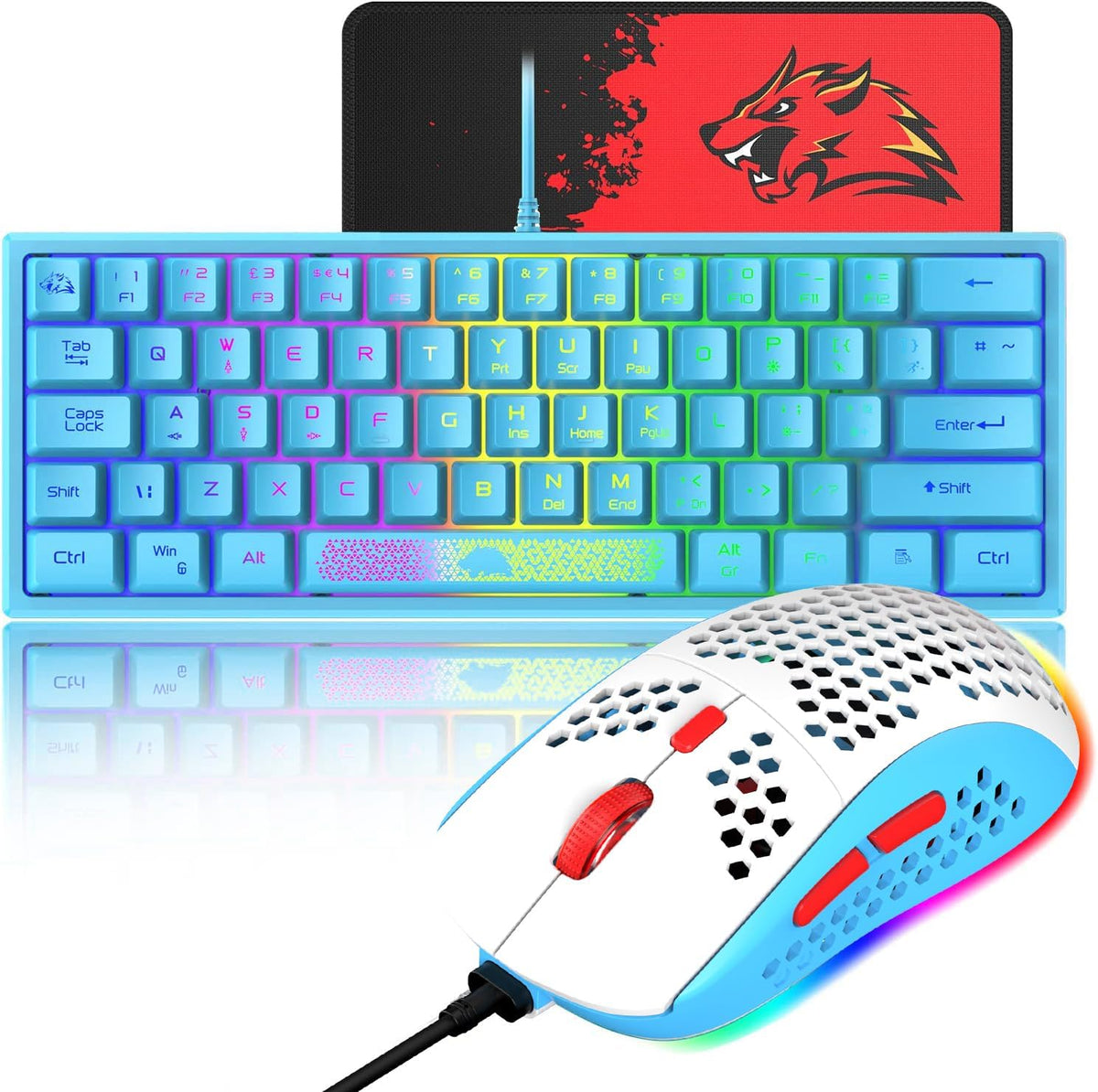 60% Gaming Keyboard and Mouse Combo Samll Mini RGB Backlight Mechanical Feeli...
