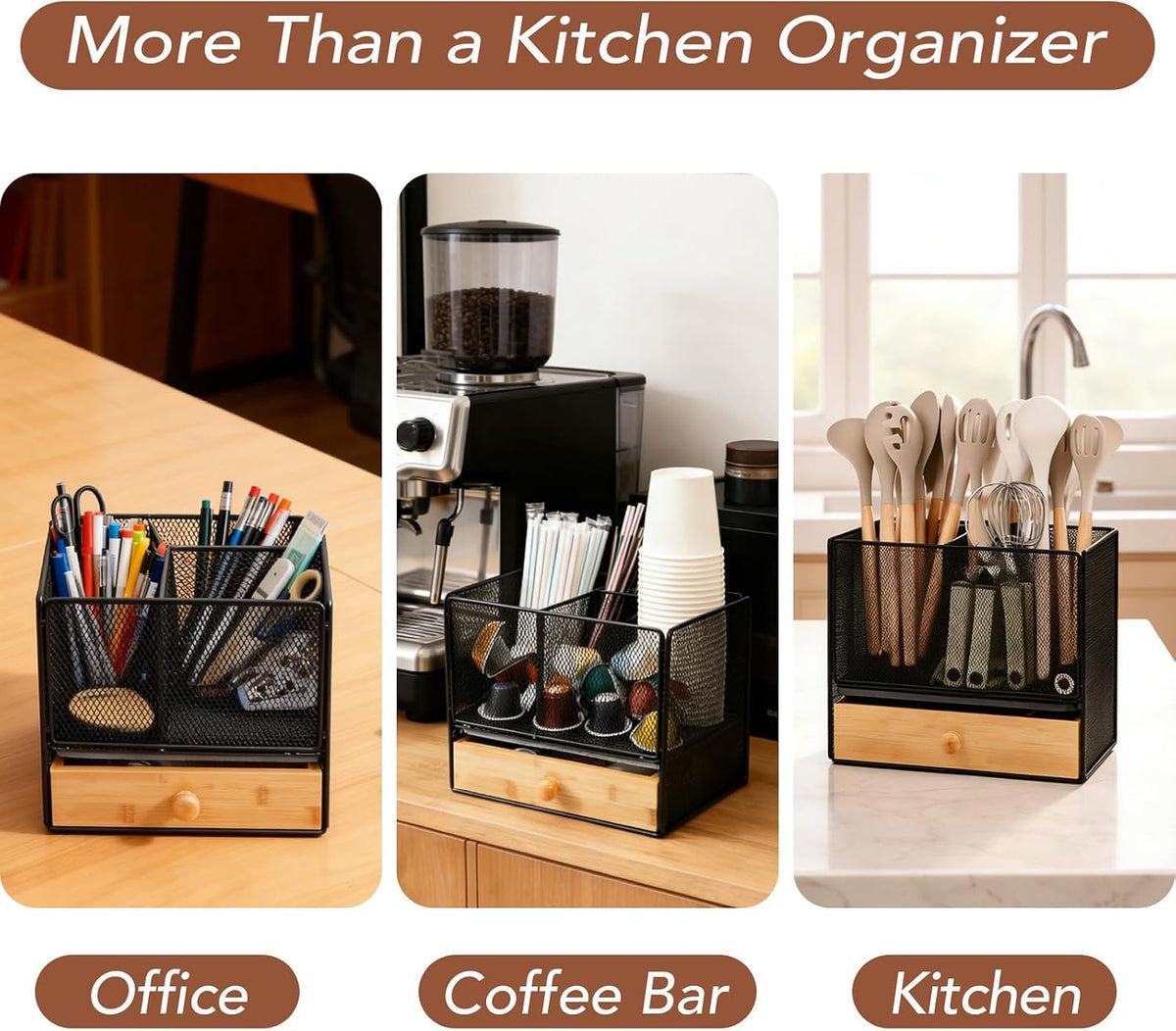 Kitchen Utensil Holder Countertop,Extra Large Utensil Organizer with Drawer