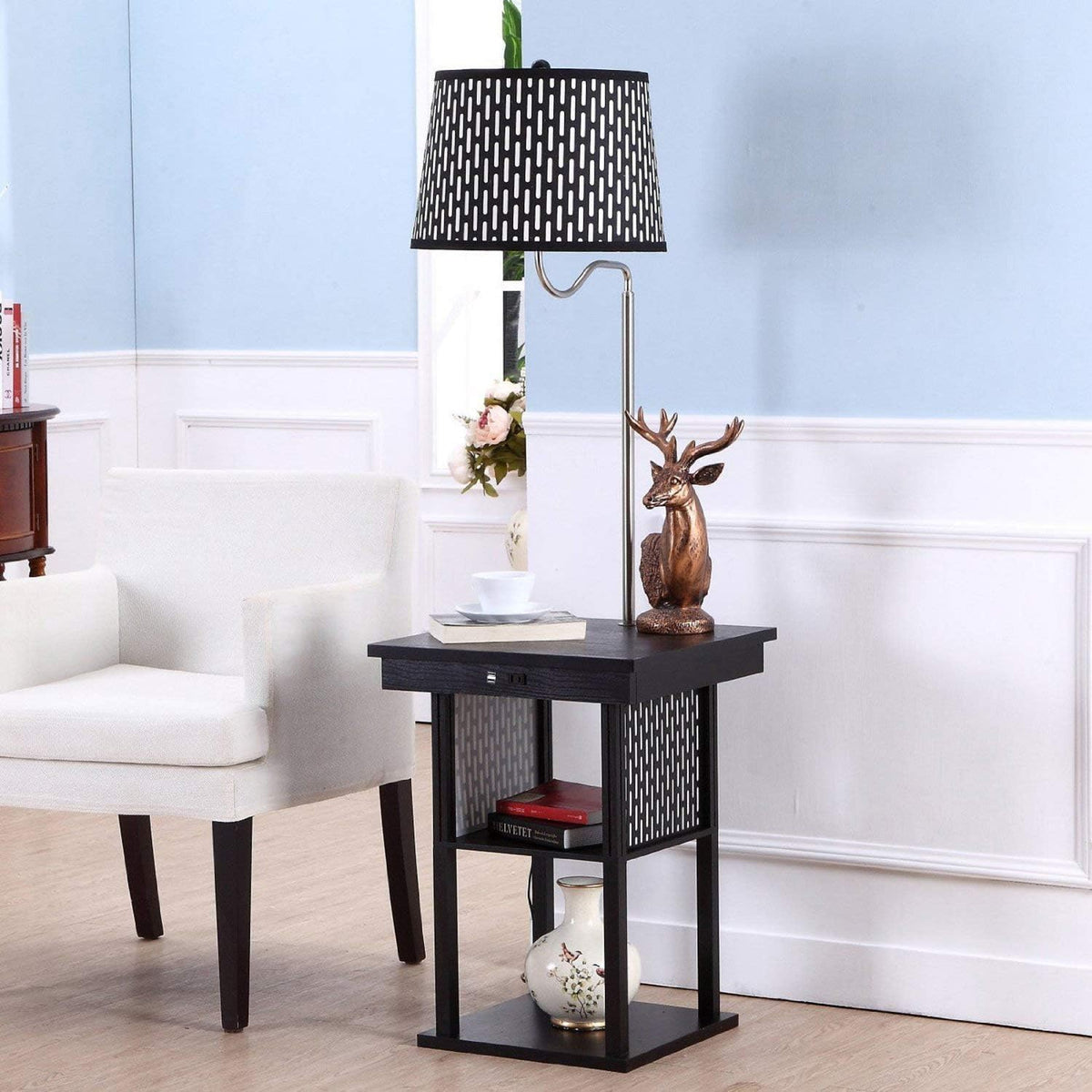 Brightech Madison Side Table with Lamp Combo with LED Bulb, Desk Lamp with US...