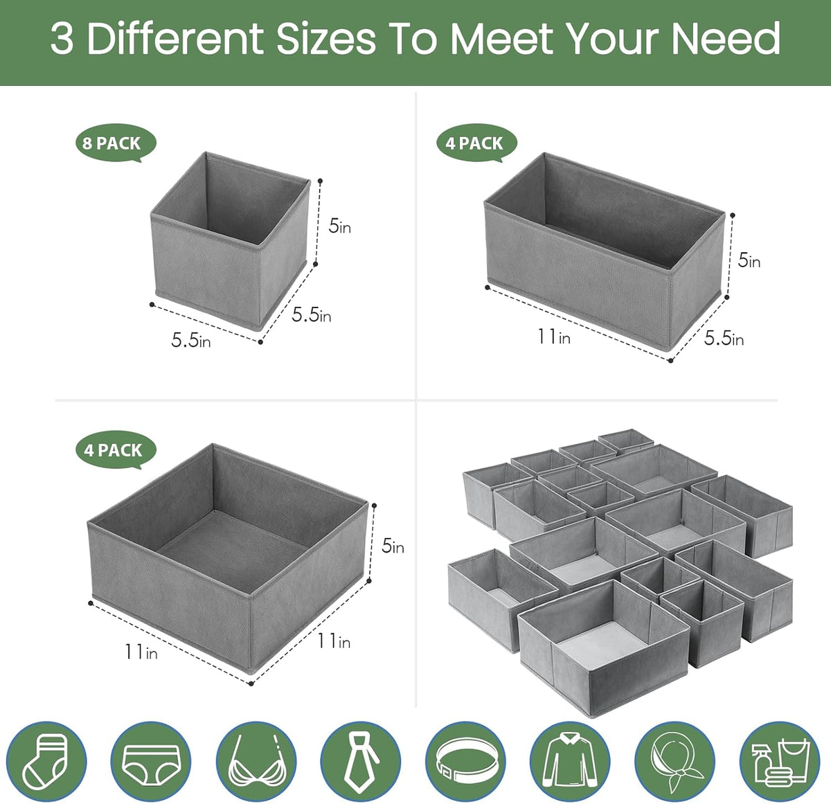 Criusia Drawer Organizer Clothes,16 Pack Underwear Drawer Organizers, Foldabl...