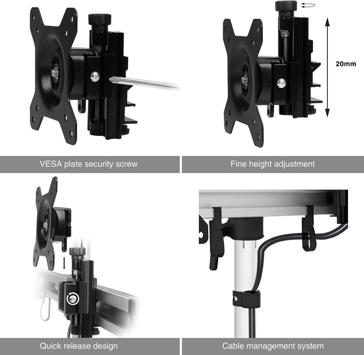 SIIG Premium Aluminum Triple Monitor Stand - 3 Monitors 13" to 27" ...