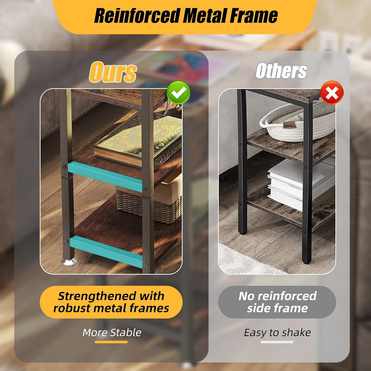 Flip Top End Table with Hidden Charging Station, 12" D x 21" W x 26...