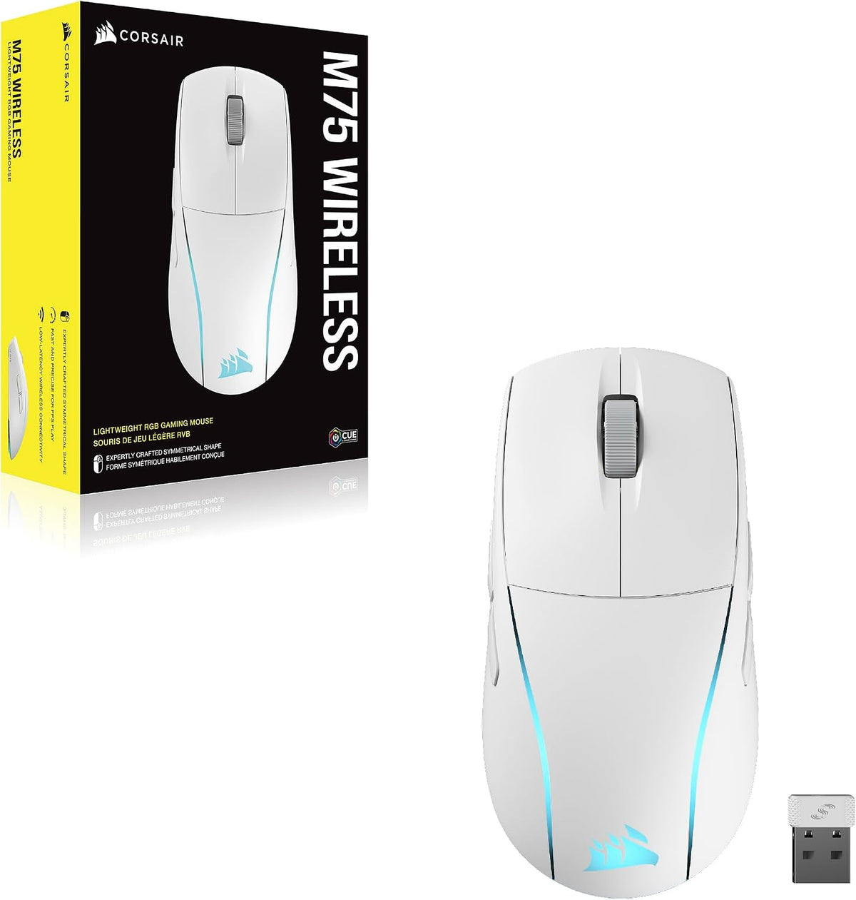 Corsair M75 Wireless RGB Lightweight FPS Gaming Mouse – 26,000 DPI – Swappabl...
