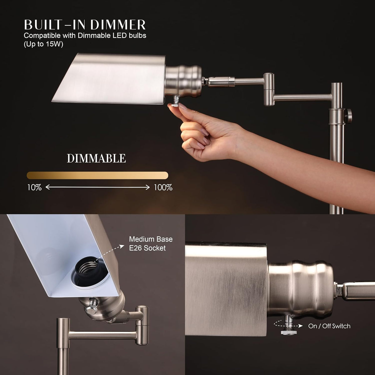 O'Bright Arcadia Pharmacy Desk Lamp, Brushed Nickel