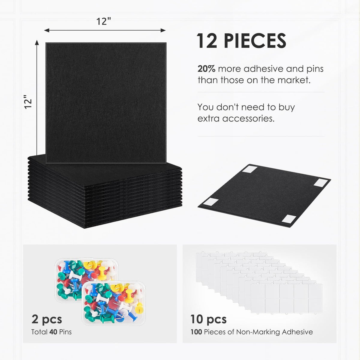 Large Cork Board for Walls 48"x36" |Cork Board Alternative| 12 Pack...