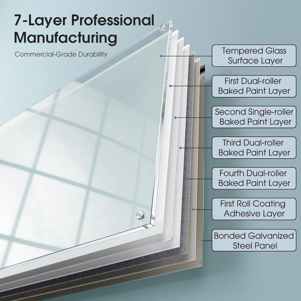 MaxGear 72" x 48" Glass Whiteboard Wall Mounted for Office Home Cla...