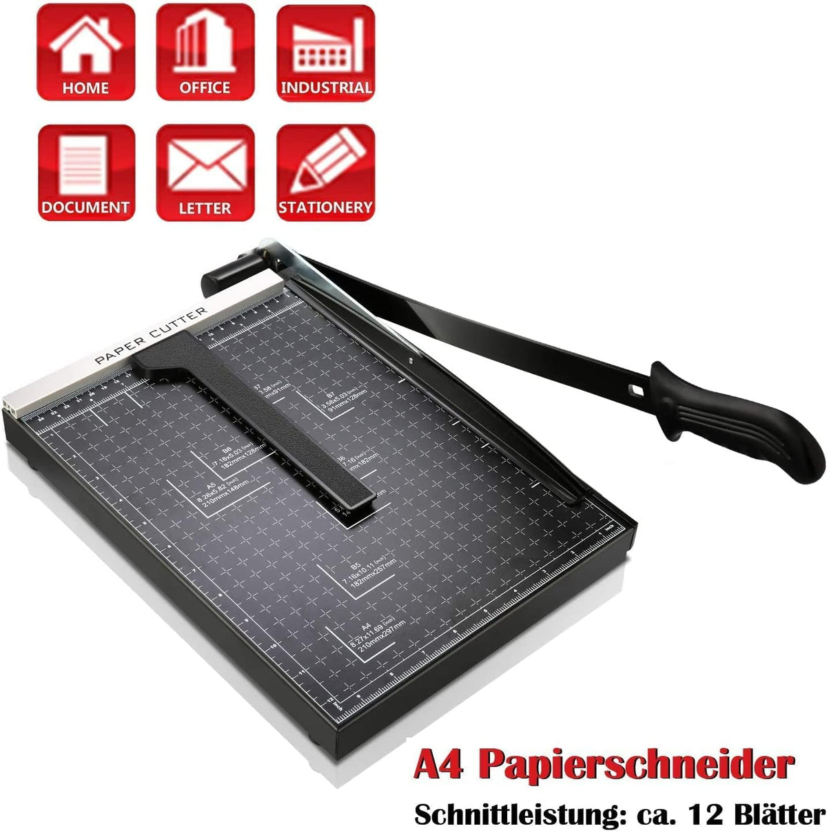 COOCHEER A4 12" Personal Shear Trimmer 12 Sheets for Office Office Black