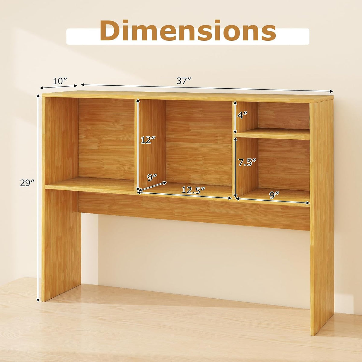 GOFLAME 4 Cubes Desktop Bookshelf, 37” Tabletop Wood Desk Shelf for Computer ...