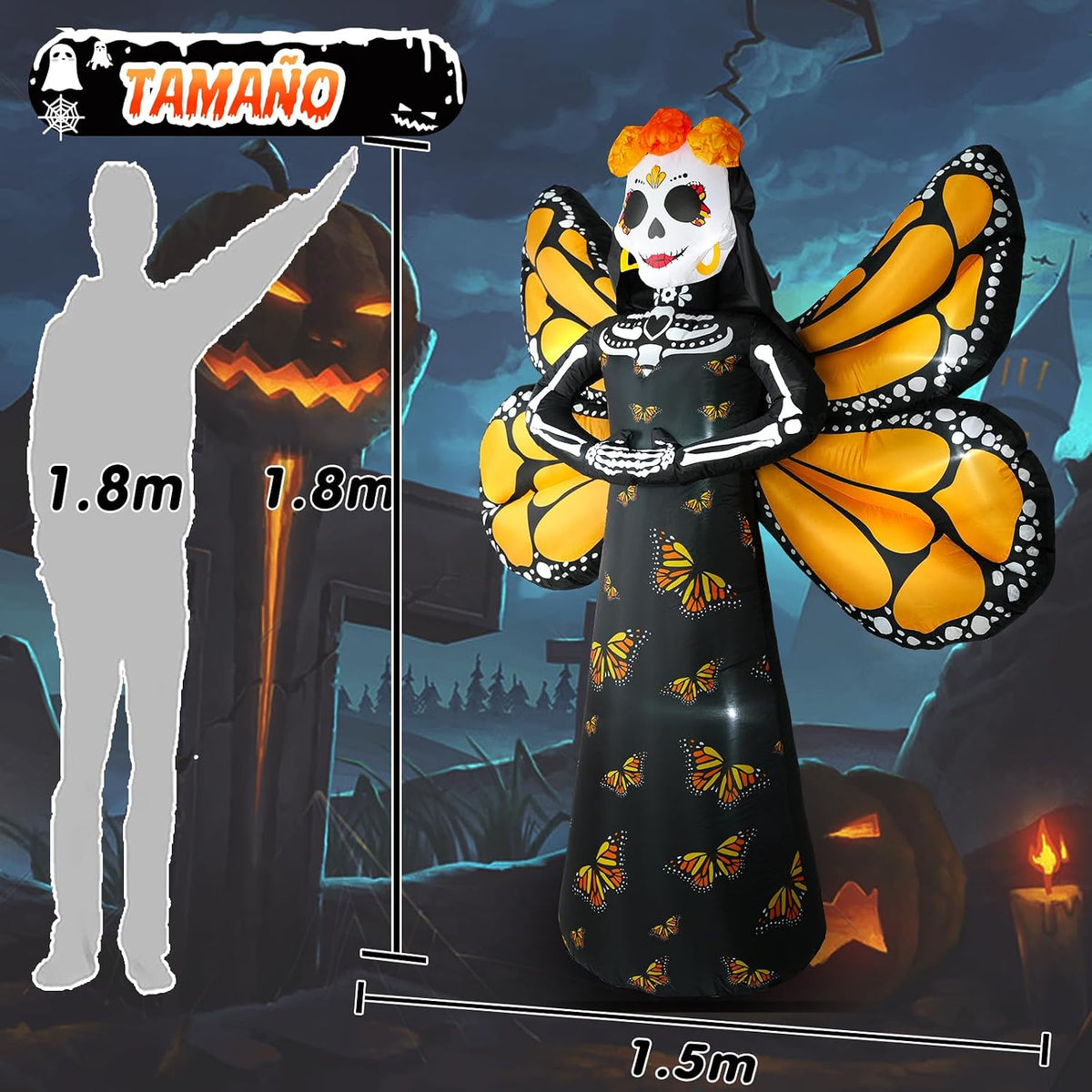 Dia de Los Muertos Decoration, 6 FT Halloween Inflatables Décor Day of The De...