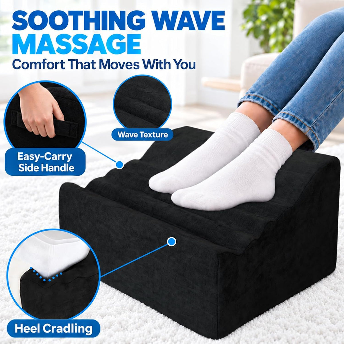Under Desk Foot Rest, Ergonomic Foot Stool for Office and Home (Black)