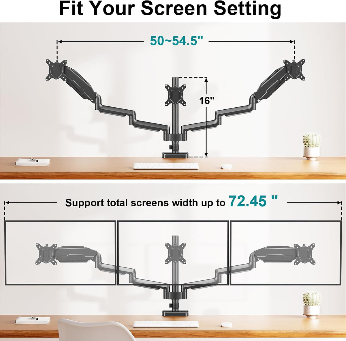 MOUNT PRO Triple Monitor Mount for 13-27 inch Screens, 3 Monitor Desk Mount, ...