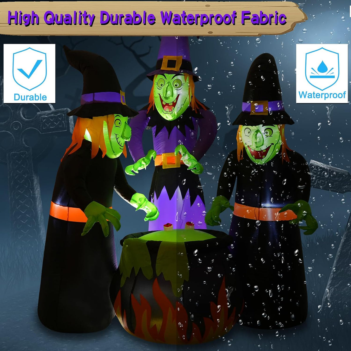 Double Couple 6FT Halloween Inflatables Outdoor Decorations,Three Witch Aroun...